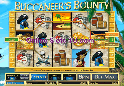 Buccaneers Bounty Slot Game Bonus Game 'Pillaging Pirate'.