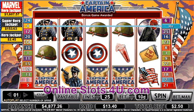 Captain America Slot Game Bonus Game