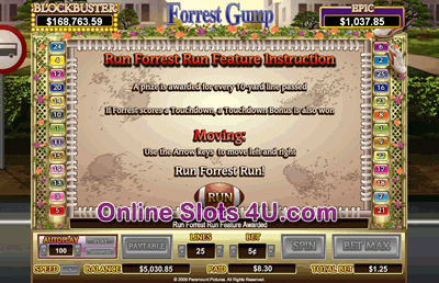 Forest Gump Slot Game Bonus Game