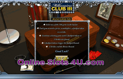 Millionaires Club III Slot Game Bonus Game