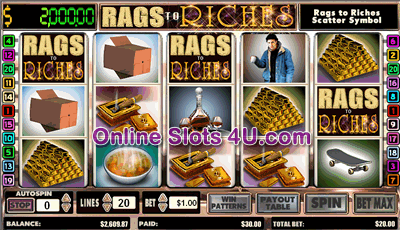 20 Payline Rags to Riches Slot Game Bonus Game
