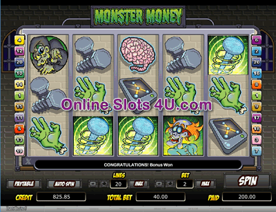 Monster Money Slot Game Bonus Game
