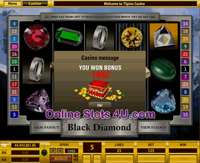 Black Diamond Slot Game Bonus Game