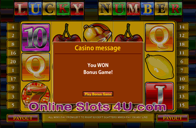 Lucky Numbers Slot Game Bonus Game