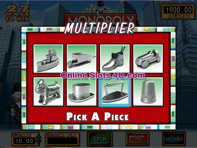 Monopoly Multiplier Slot Game Bonus Game